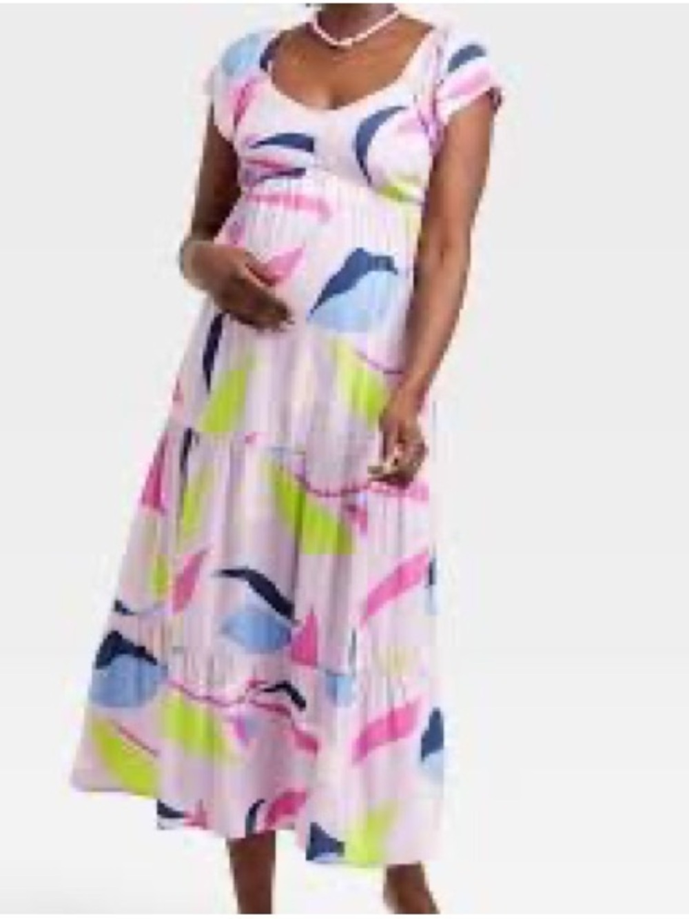 Sleeveless Tiered Maxi Dress in Pastel & neon Print 90s. Ruffle230